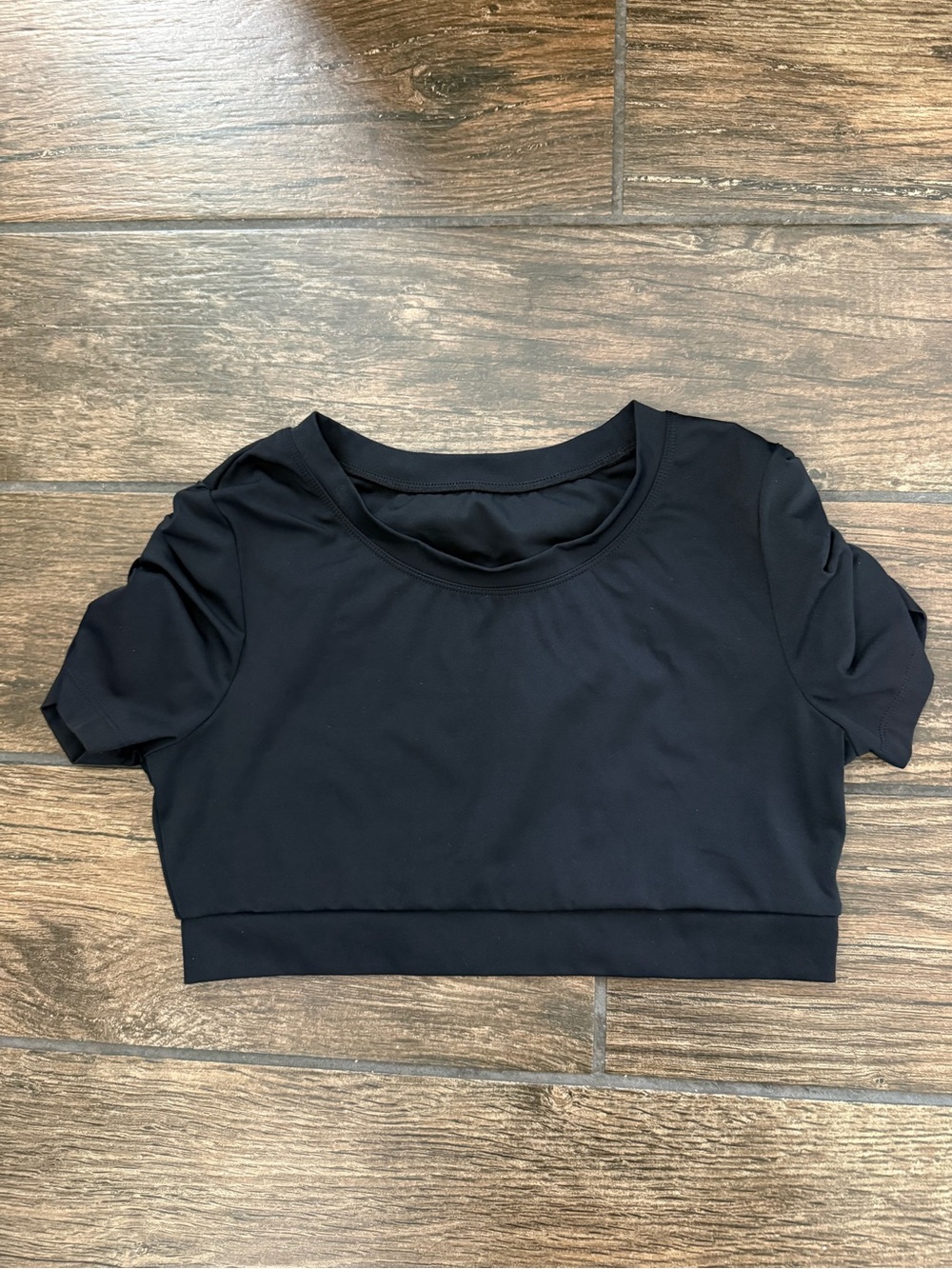 Werk Black Puff Sleeve Athletic Crop Top | Women’s Medium Activewear